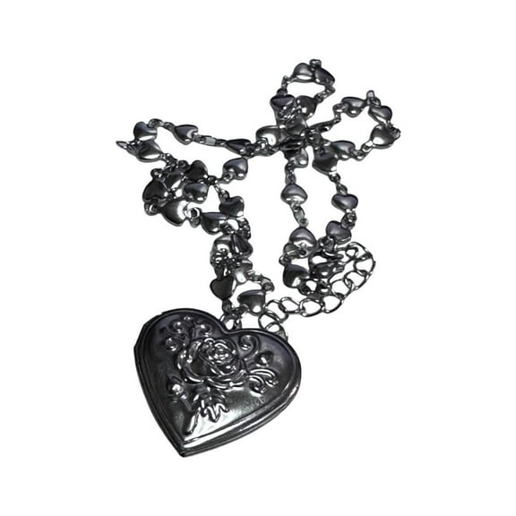lanema Stylish Heart Locket Necklace with Detailed Engravings Multifuntional Women Neck Jewelry Suitable for Various Outfits