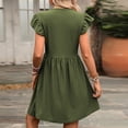 thumbnail image 4 of SAWOBUUN Women Ruffle Sleeve V Neck Midi Dress Textured Casual Swing Sundress Summer Dress, 4 of 6