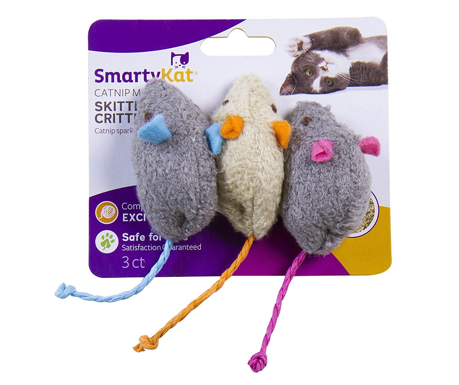 Trixie Cat Kitten Toy Plush Catnip Soft Mouse Mice With Bell Pack of 3 