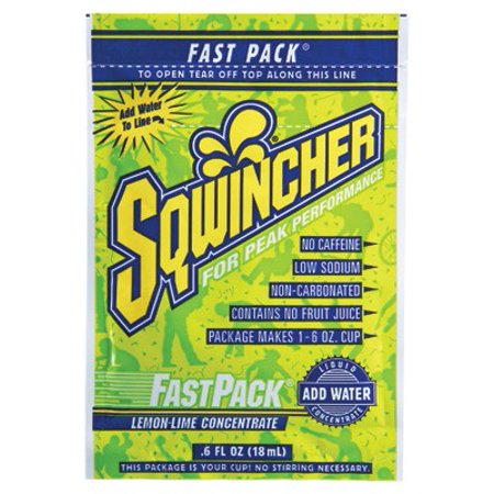 Sqwincher .6 Ounce Fast Pack Liquid Concentrate Packet Lemon Lime Electrolyte Drink - Yields 6 Ounces (50 Single Serving Packets Per Box)