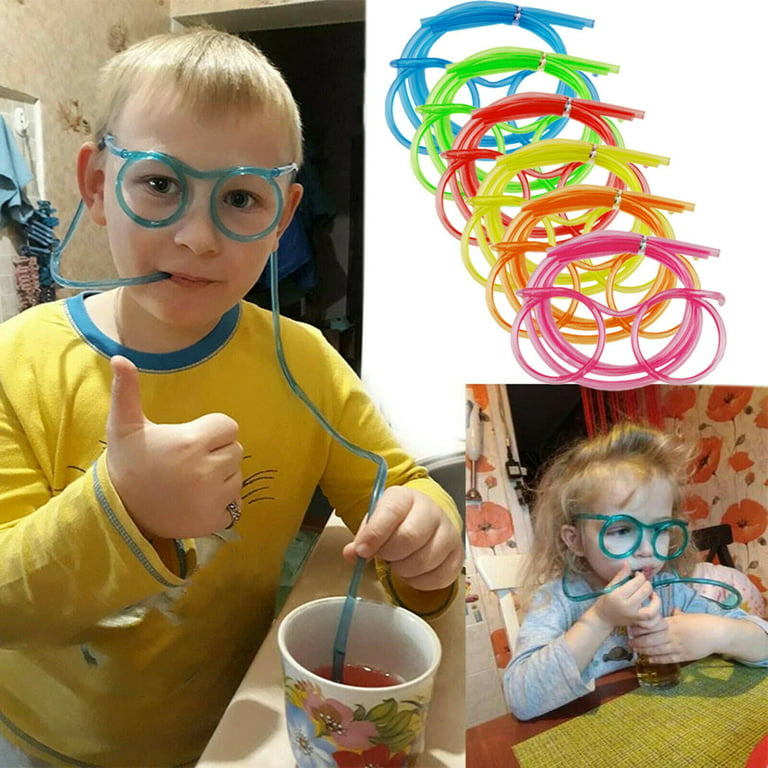 Kids Straw Glasses Fun Drinking Reusable Party Game Crazy Drink