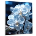 thumbnail image 2 of Designart "Blue White Flower landscape Pearlescent Orchids" Floral Metal Art Living Room, 2 of 5