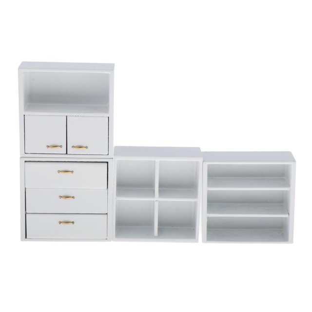 1:12 Casa de Miniatura DIY Combinación Armario Cocina Accesorio Juguetes Blanco Salvador Dali Gabinete de casa de muñecas en miniatura