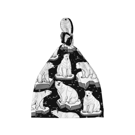 Xecao Cute Cartoon Polar Bear Print Baby Beanie Hats - Super Soft Knotted Caps,Baby Newborn Hats Knot Beanie Hats for Infant