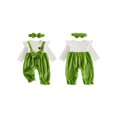 thumbnail image 2 of Cjfdfy Newborn Girl Christmas Fall Outfit Christmas Bow Plush Patchwork Jumpsuit Long Sleeve Ribbed Romper With Bow Headband Cute My First Christmas Fall Winter Outfit, 2 of 9