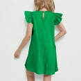 thumbnail image 3 of Girls Ruffle Summer Dress Size 6 Flutter Sleeve Casual Sun Dress Vacation Midi A Line School Dresses Green, 8-9 Years, 3 of 7