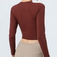 thumbnail image 4 of FAIWAD Long Sleeve Yoga Tops for Womens Adjustable Drawstring Side Ruched Athletic Slim Stretch Tops, 4 of 7