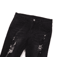 thumbnail image 3 of Men Ripped Holes Distressed Jeans Washed Zipper Tapered Leg Trousers, 3 of 5