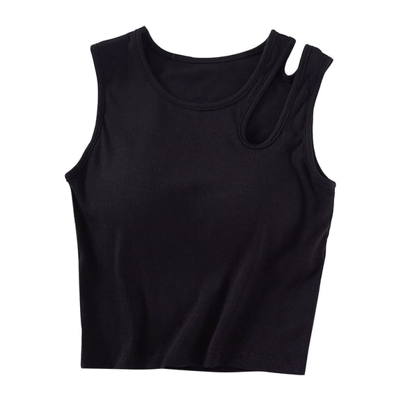Xijirk Tank Tops Built-In Bra Tube Top High Waist Slim Fit Midriff Camisole with Drop Shoulder Design Camisole Tops for Women,Black,M