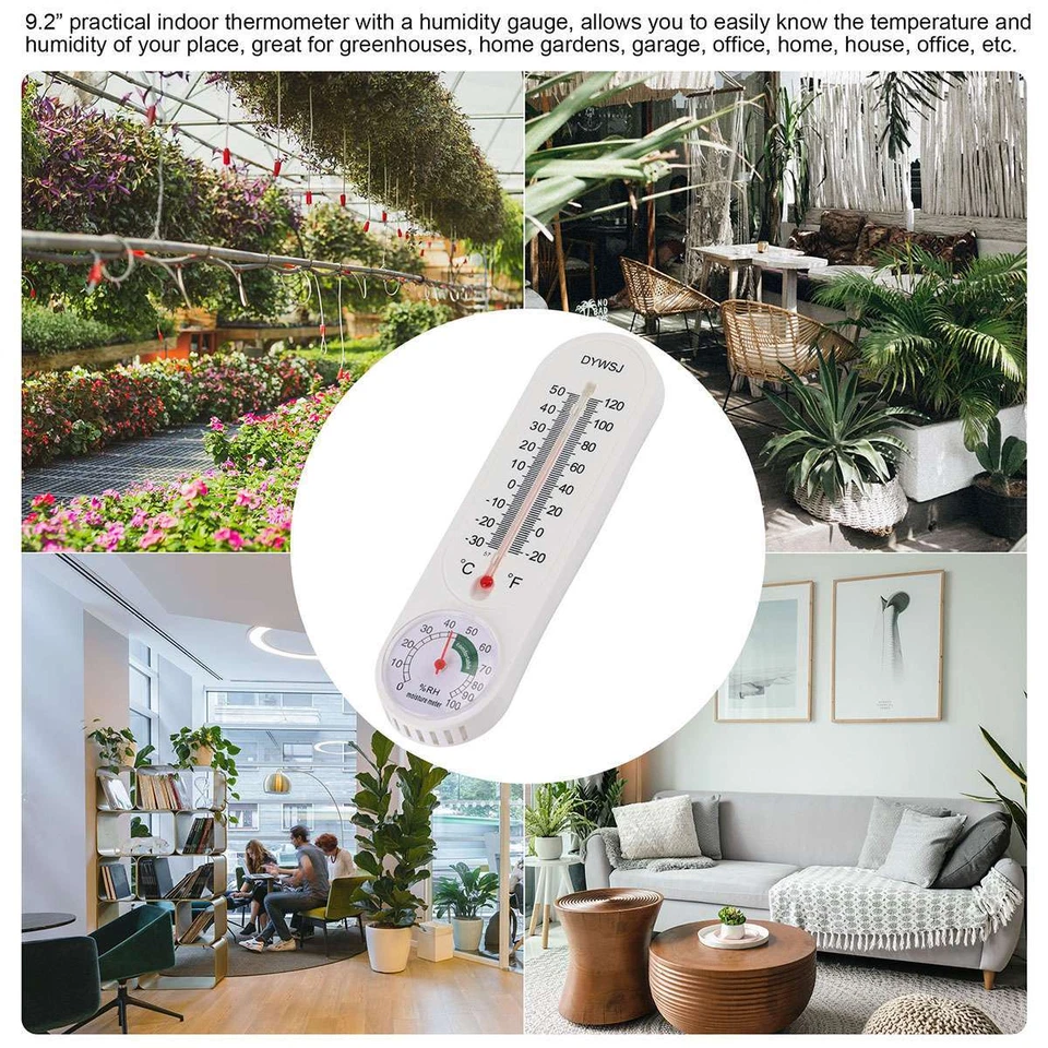 PURELY- 2Pcs Wall Thermometer Indoor Outdoor Mount Garden Greenhouse Home Humidity Meter