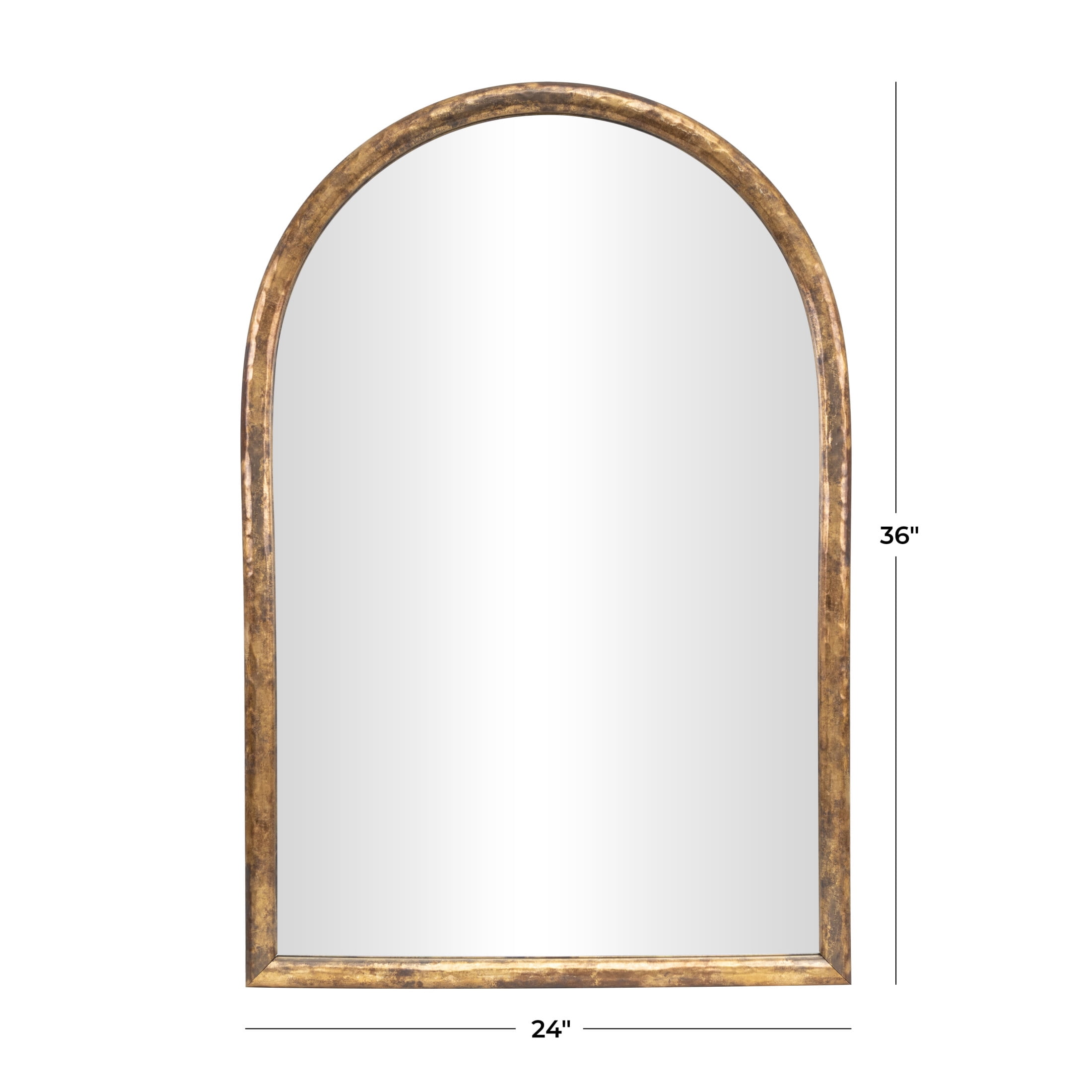 DecMode 24" x 36" Gold Wall Mirror with Weathered Frame