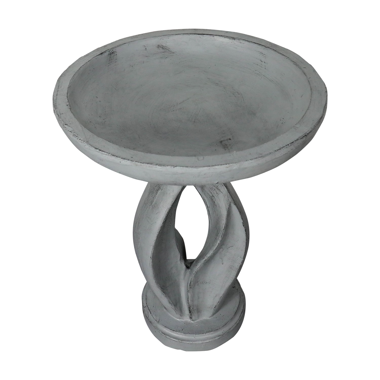 21.8 Inch Height Outdoor Bird Bath - Fibre Reinforced Concrete Large Bird Bath Stylish with Curved Pedestal for Garden, Patio, Backyard, Lawn