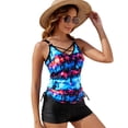 thumbnail image 2 of Defitshape Women's Modest Tankini Bathing Suit High Waisted 2 Piece Swimwear Boyleg Shorts Ruched V Neck Summer Casual Swimsuit Tie-Dyed Large, 2 of 4