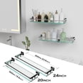 thumbnail image 5 of Woindo Bathroom Glass Shelf with Full-coverage Railing, Floating Tempered Glass Bathroom Wall Shelf Rectangle 24 Inch Shelves Chrome Polished Bracket Mount Modern, 5 of 9