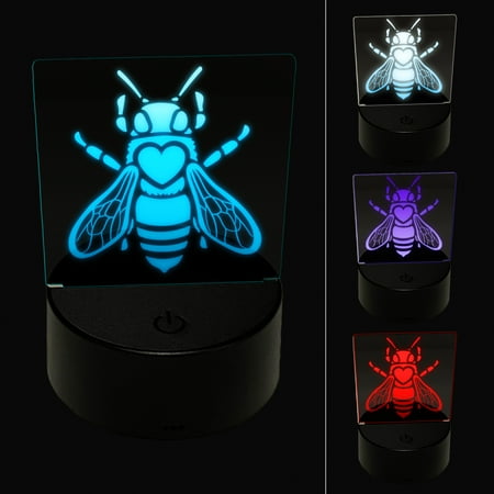 

Honey Bee with Heart on Back LED Night Light Sign 3D Illusion Desk Nightstand Lamp