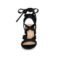 thumbnail image 2 of BLISSFUL STEP Women's Open Toe Crisscross Lace Up Block Heel Sandals Black 5.5, 2 of 8