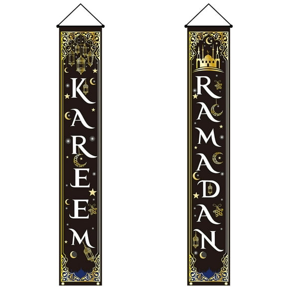 veasfak Décorations Eid Mubarak Bannière Déco de Fête 30x180cm Ramadan Couplet Drapeau Eid
