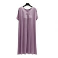 thumbnail image 3 of ATENAR Womens Nightgown,Dresses for Women,Short Sleeve,Breathable,Easy Care,Cotton,V Neck,Purple,L, 3 of 4