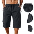 thumbnail image 6 of Fnooota Men's Athletic Shorts with Zipper Pockets, Drawstring Relaxed Fit Below the Knee Elastic Waist Hiking Shorts Gray Size XL, 6 of 8