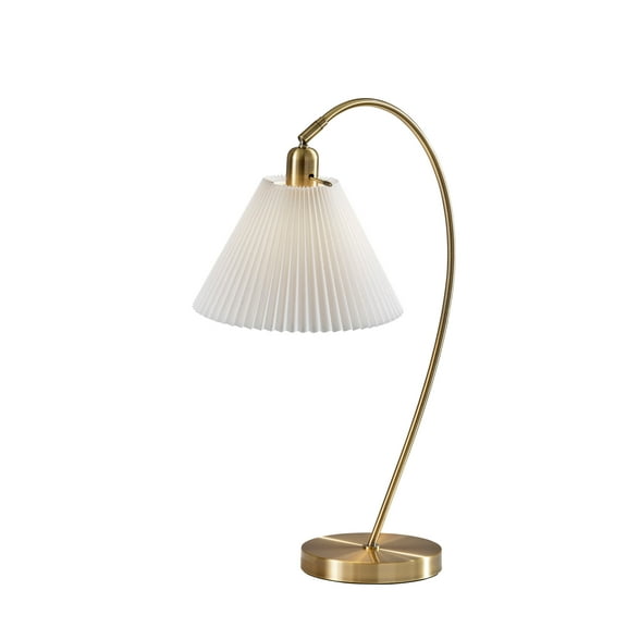Adesso Delaney 25.88" 1-Light Antique Brass Table Lamp with Pleated Tapered Shade