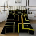 thumbnail image 1 of YST Abstract Geometry Bedding King Size Rectangle Square Bedspread Set, Black and Yellow Quilt Set Modern Minimalist Coverlet Set, Aesthetic Bed Set Kids Teens Room Decor, 1 of 5