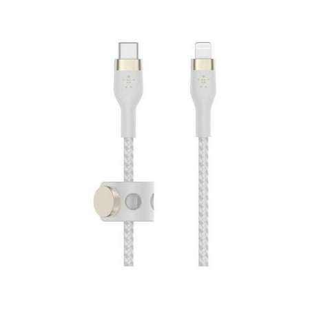 Belkin - BoostCharge Flex Silicone USB-C to Lightning Cable 6.6FT, MFi-Certified Charging Cable with Cable Clip - White