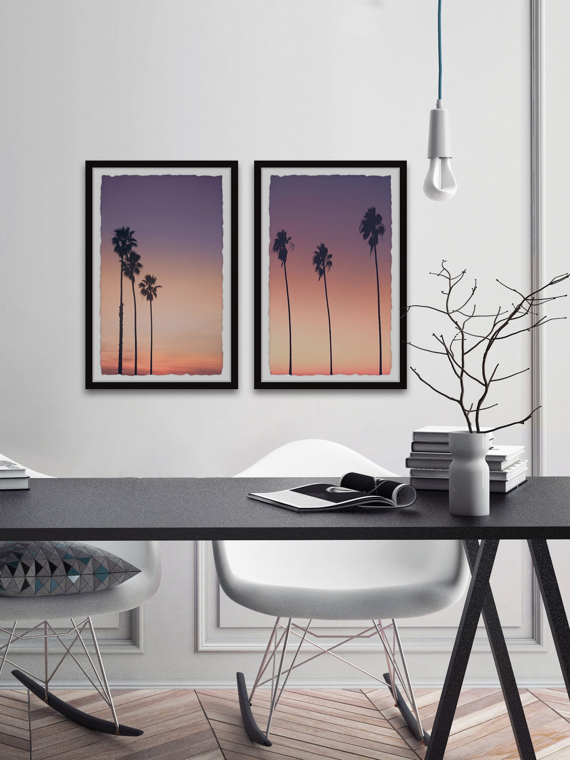 Marmont Hill Dawn and the Palm Trees Diptych, 36" x 48"