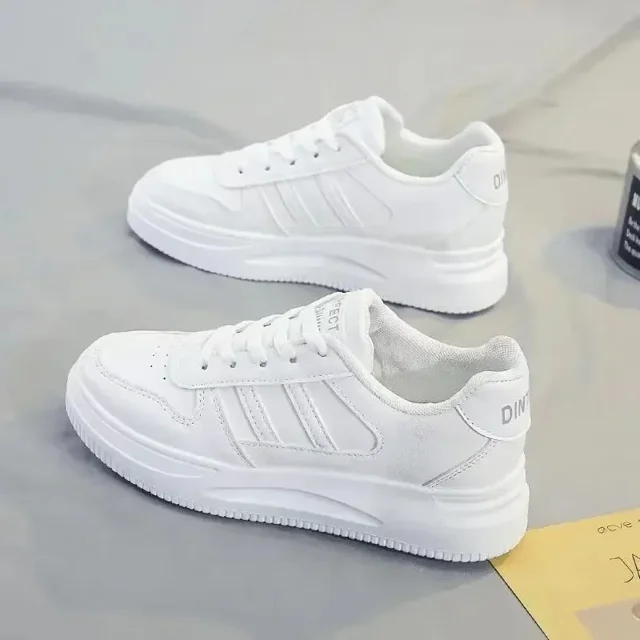 Zapatos informales para caminar para mujer, zapatillas planas de cuero con cordones, de alta calidad, a la moda, novedad de verano