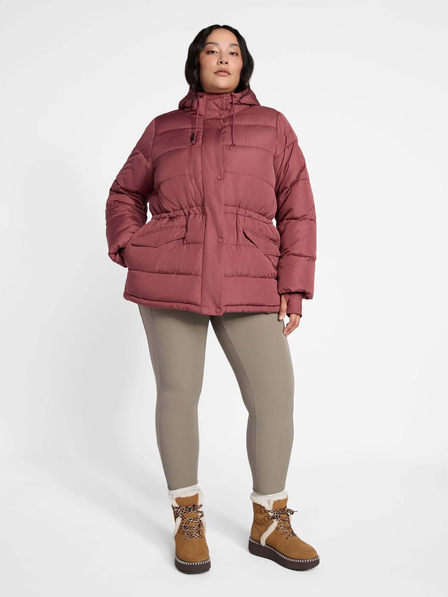 Ozark Trail Women's and Women's Plus Mid Length Puffer Coat, Sizes XS-2X