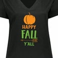 thumbnail image 4 of Inktastic Happy Fall Y'all, Pumpkin, Arrow, Fall, Autumn Women's Plus Size V-Neck T-Shirt, 4 of 5
