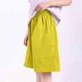 thumbnail image 4 of Cethrio Boys Cargo Shorts, Relaxed Fit Elastic Waist Knee Length Summer Kids Shorts Yellow Size 14-15 T, 4 of 5