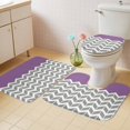 thumbnail image 4 of Purple Grey Bathroom Rugs Set Herringbone Non Slip Absorbent Soft Bath Mats 3 Piece Set with Bathroom Rug, U-Shaped Floor Mat, Toilet Seat Cover Large Size, 4 of 9