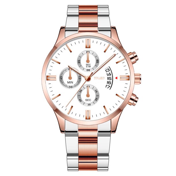 Relojes de hombre con calendario de seis agujas y tres ojos de moda empresarial, correa de acero para hombre.
