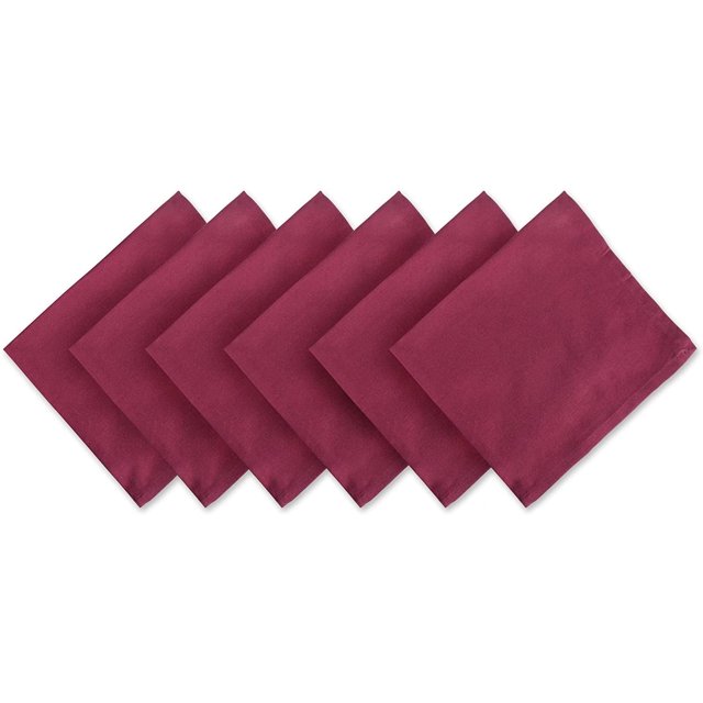 DII Solid Napkin Set Collection, 20x20, Wine, 6 Piece