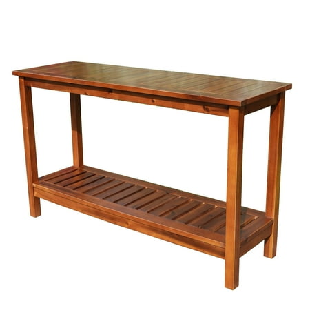 Patio Console Table - International Caravan Highland 2-Tier Acacia Patio Console Table