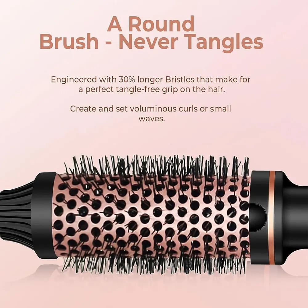 Thermal Brush Curling Hair Comb, Double PTC Ceramic Tourmaline Ionic Volumizing Brush