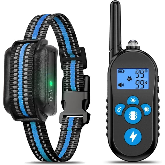 Dog Shock Collar with Remote for 8-120 lbs Medium Large Dogs, 3300FT Rechargeable IPX7 Waterproof Shock Collar for Dogs with Light (0-3), Beep (1-8), Vibration(1-18), Safe Static(1-18)