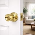 thumbnail image 5 of Polished Brass Privacy Door Knob, Bed and Bath, 6-Way Universal Fit, 5 of 13