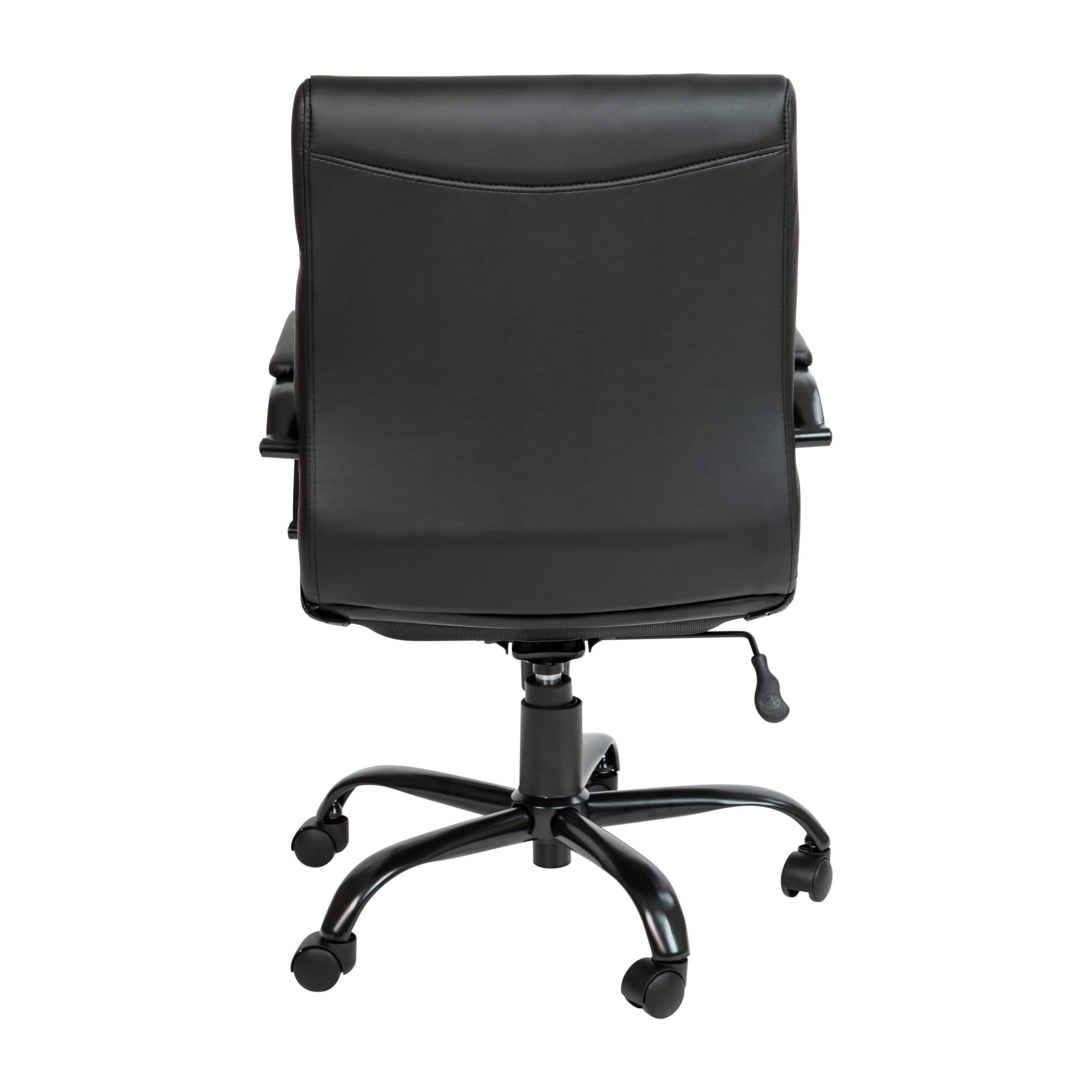 Flash Furniture Whitney Mid-Back Swivel LeatherSoft Desk Chair with Armrests, Black