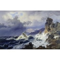 thumbnail image 2 of Andreas Achenbach 24x17 Black Ornate Framed Double Matted Museum Art Print Titled: Storm at Sea off the Norwegian Coast (1837), 2 of 5