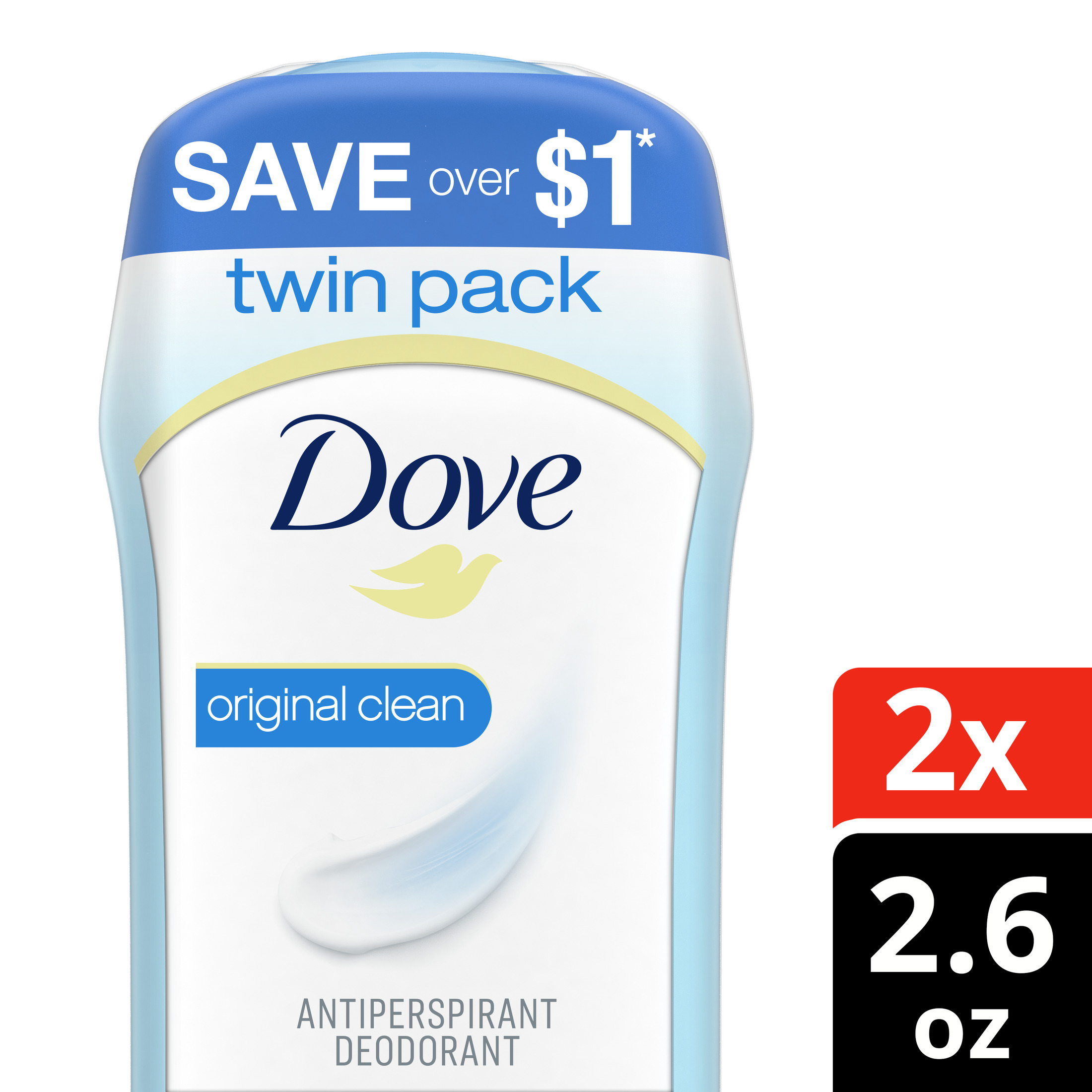Dove Women's Antiperspirant Deodorant Stick Twin Pack, Original Clean, 2.6 oz - image 3 of 12