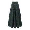 thumbnail image 5 of Skirt Casual High Waist Flowy Plaid Maxi Skirt Side Slit A Line Boho Long Skirt For Everyday Wear Versatile Outfits Army Green M, 5 of 6
