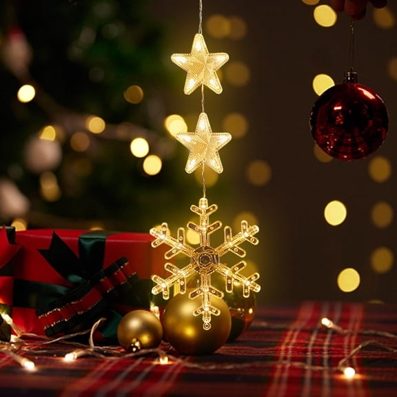 Chamoist Decorative Lights for Bedroom,Christmas Window Lights Decorations,Battery Powered Christmas Window Hanging Warm White Lighted LED Sucker Lamp for Xmas Tree Fireplace Window Indoor Outdoor