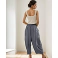 thumbnail image 3 of Women's Flowy Linen Pants Casual Wide Leg with Drawstring Pockets Summer Trousers 2024 Hippie Pants, 3 of 5
