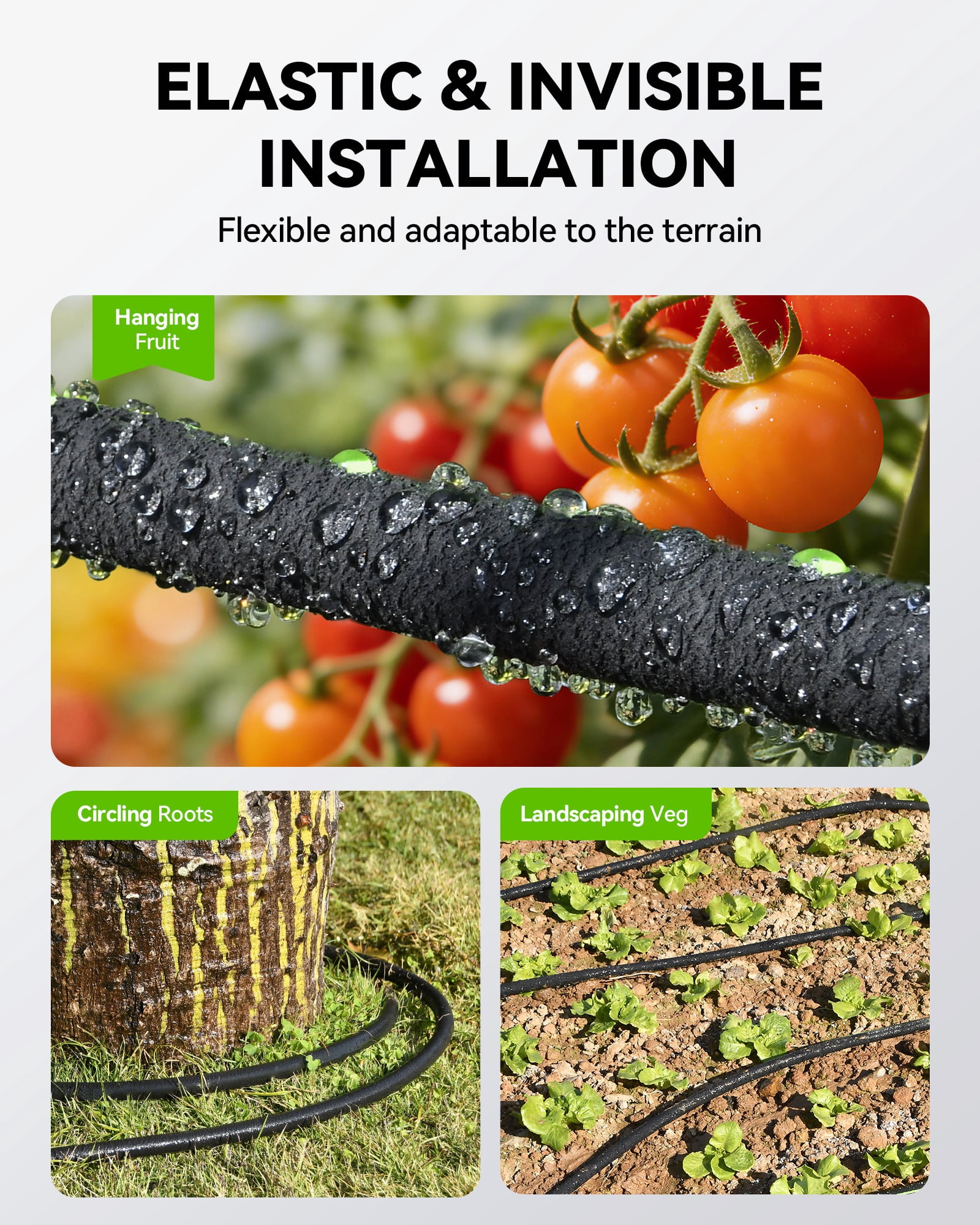 RainPoint 1/2 Inch Soaker Hose 50FT Water-Saving Drip Irrigation for Garden,Black