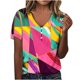thumbnail image 2 of Fiudx Ofertas y Liquidaciones Camiseta de Manga Corta con Cuello En V y Estampado Informal para Mujer, Jersey con Botones, Camiseta de Manga Cruzada de Verano, 2 of 5