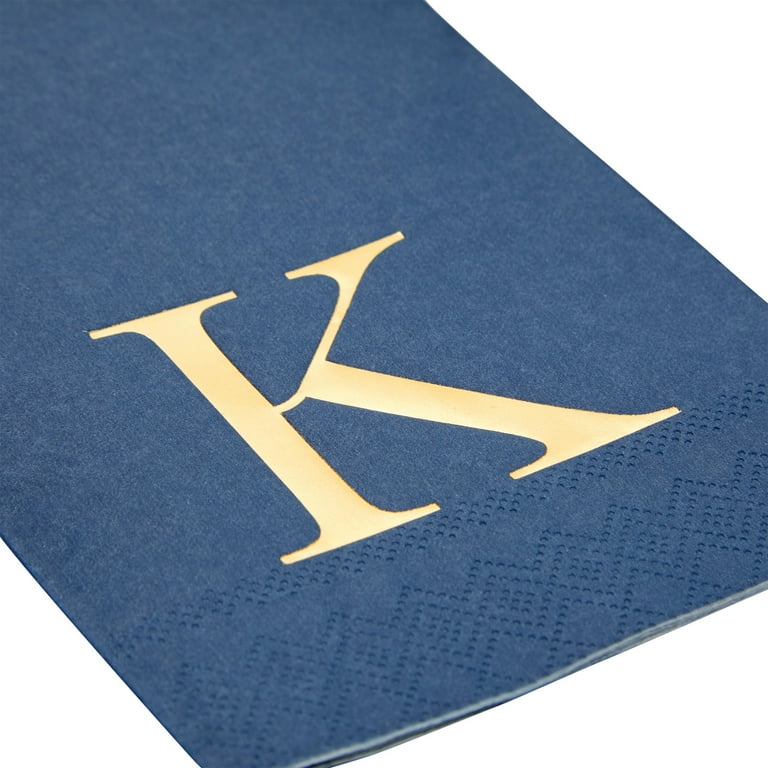 Light Blue Monogram Wedding Personalized Napkins with Gold Foil - Luncheon