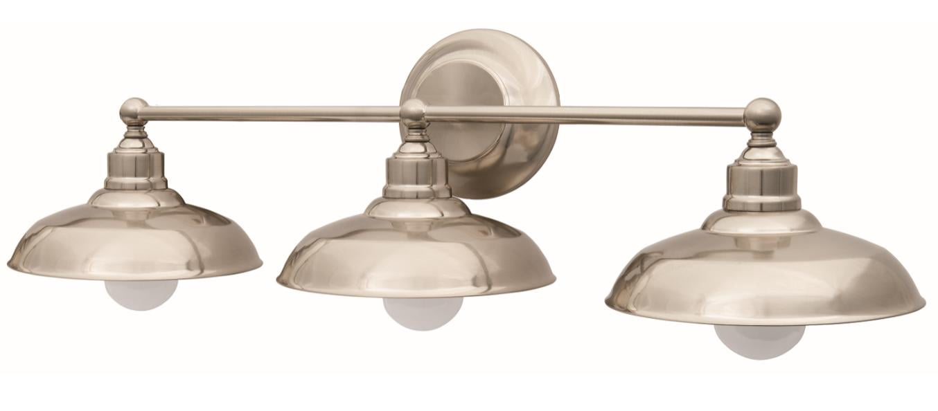 Better Homes &Gardens 28in Modern 3-Light LED Vanity Light, 60W Equiv Bulb, Hardwired Satin Nickel