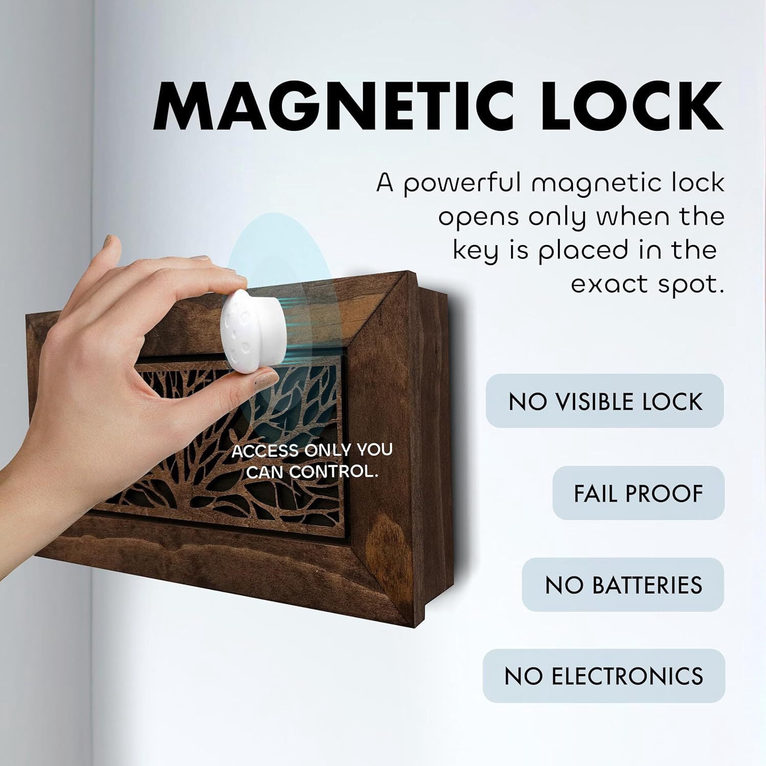Wood Birds in a Tree 3-4 Gun Safe Secure Magnetic Lock Quick Access Wood Pistol Cabinet Wall Decor