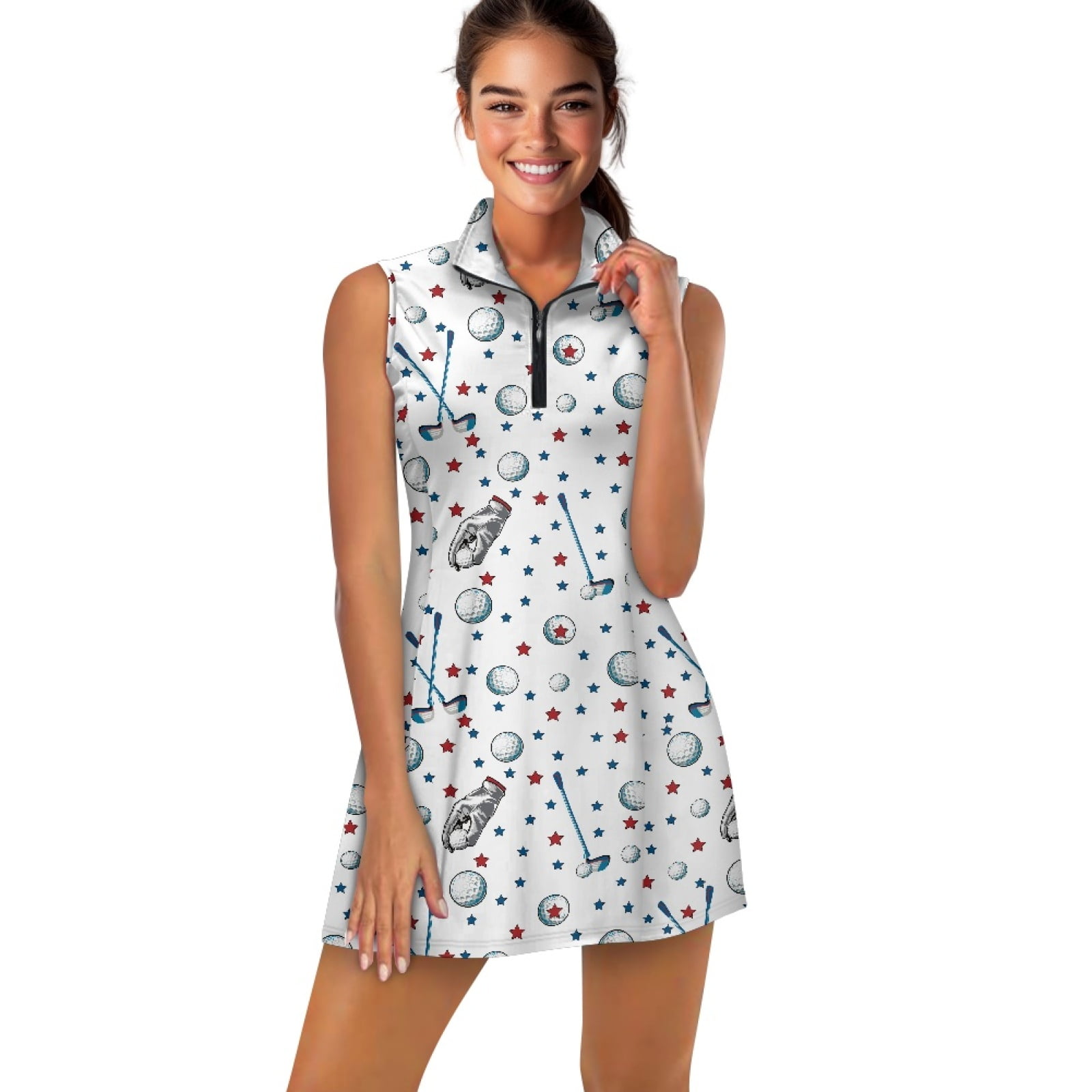 COEQINE Women's Golf Dress Sleeveless Elastic Breathable Exercise Dresses  for Women Golf Ball and Club Green Print Lightweight 2 Piece Set Tennis  Outfits with Shorts 2 Pockets, 2XL - Walmart.com